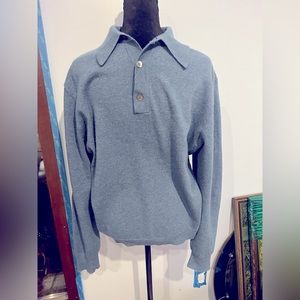 Jcrew men’s large blue collar sweater merino wool warm